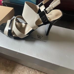 Black and cream heels